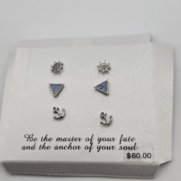 kohl's cares Jewelry - Silver and Blue Nautical Earrings Set